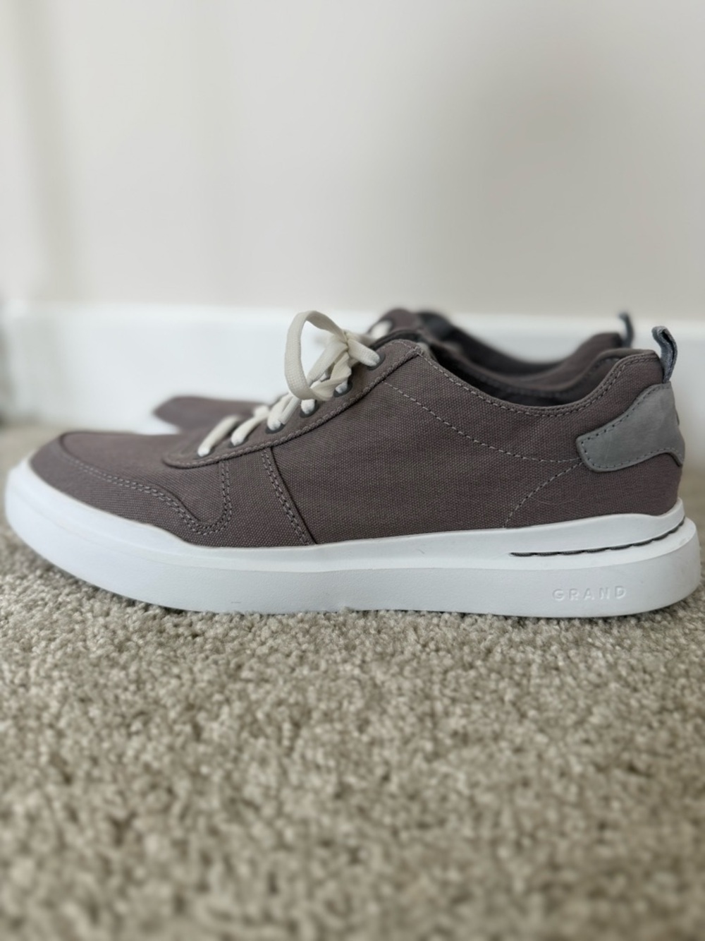 Cole Haan Men's Taupe Canvas Lace-Up Sneakers with White Soles - Picture 6 of 8